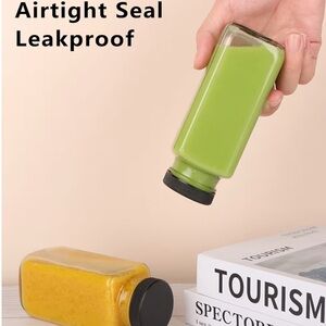 NIB- 7 Seven airtight  jars
Square glass Spice Jars,
Spice Bottles Shaker Lids